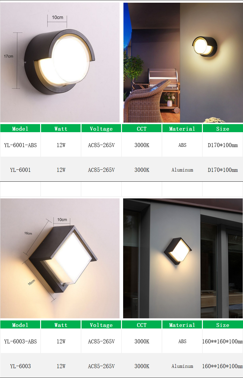 YL-6003 Square Out Door Wall Lights for Balcony lighting