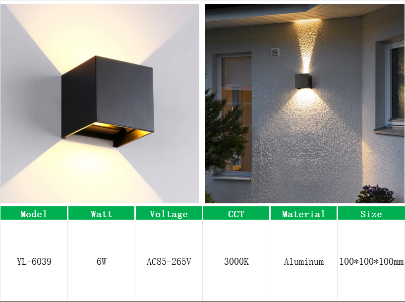 YL-6039 Square Wall Light for Home Up Down Adjustable