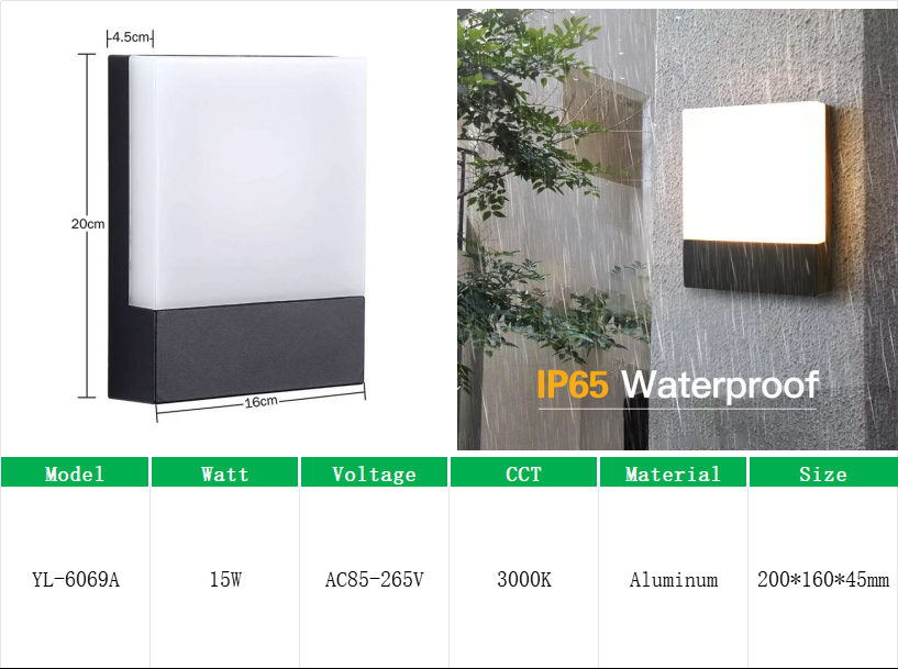 YL-6069A Minimalist External Wall Light Ip65 Waterproof