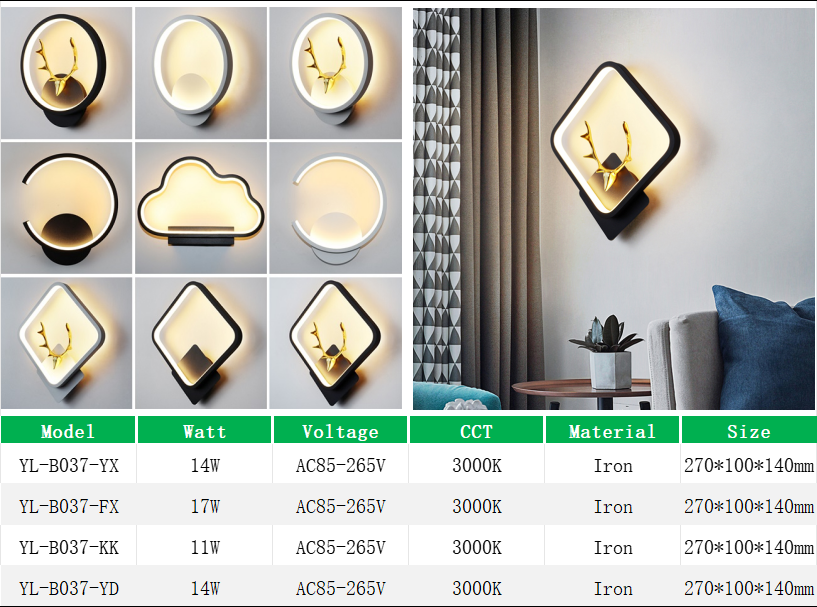 YL-B037 Indoor Led Wall Light Decoration Deer Head