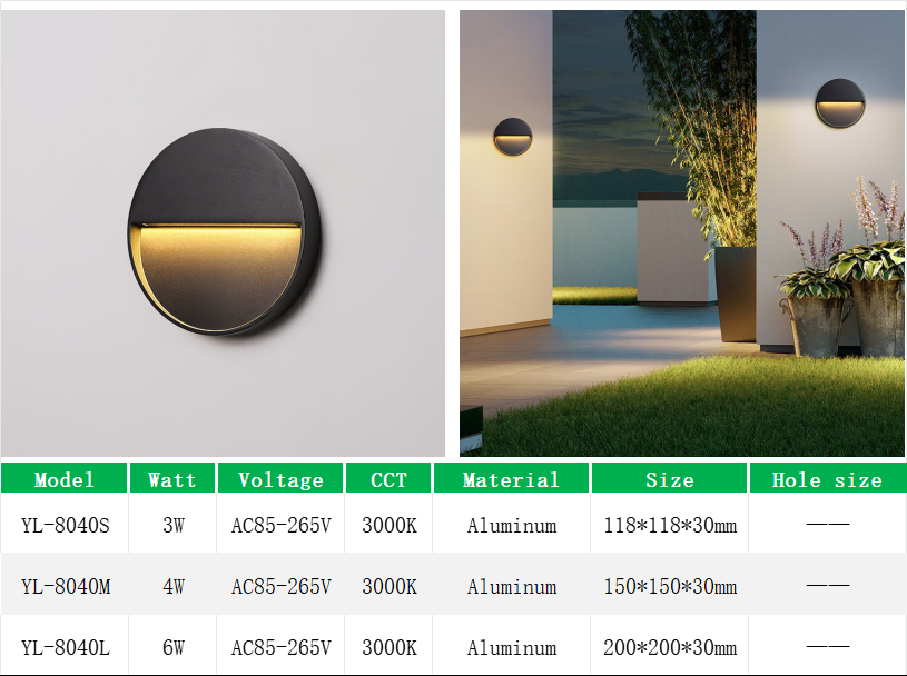 YL-8040 Square Outdoor Stair Lights Led Surface Mounted