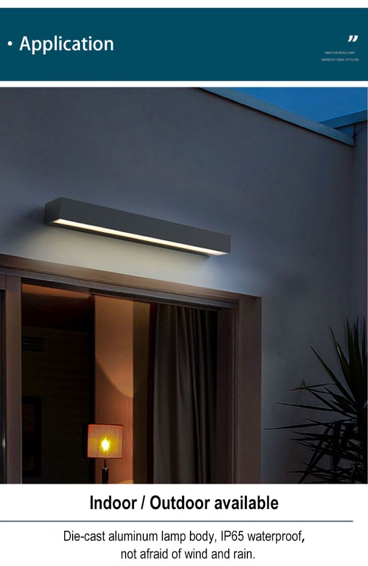 Indoor outdoor available outdoor modern wall lights die-cast aluminum lamp body, ip65 waterproof, not afraid of wind and rain.