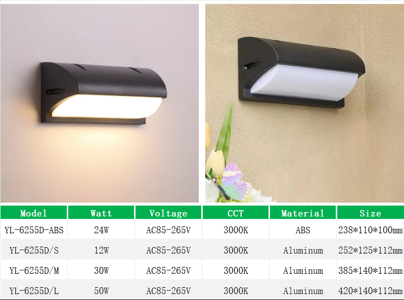 YL-6255D Warm White Exterior Wall Light for House