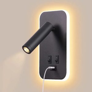 bedside wall lamp for hotel with USB charging port