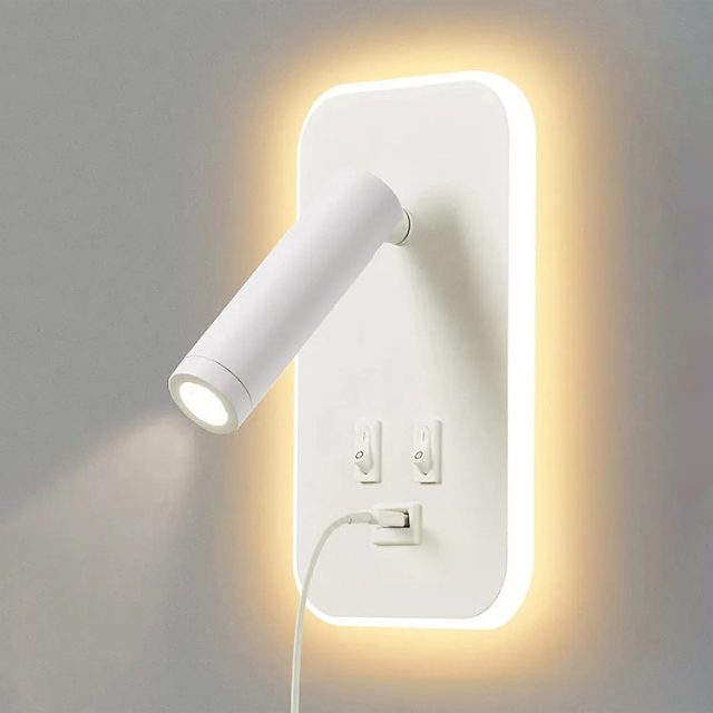 hotel bedside led wall lamp with USB charging port - Image 4