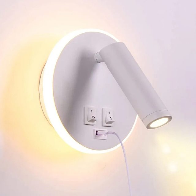 bedside wall lamp for hotel with USB charging port - Image 2