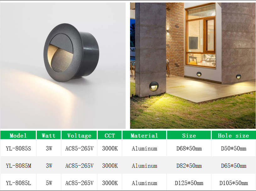 YL-8085 Round IP65 Stair Wall Light Outdoor Waterproof