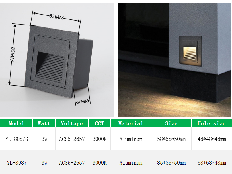 YL-8087S 2W Led Step Light Outdoor IP65 Waterproof