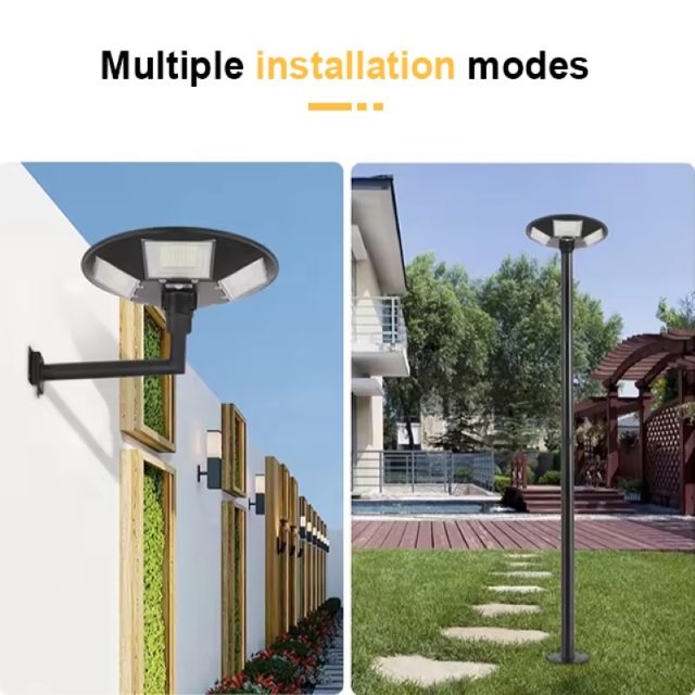 led ufo solar light with pole round garden street light - Image 4