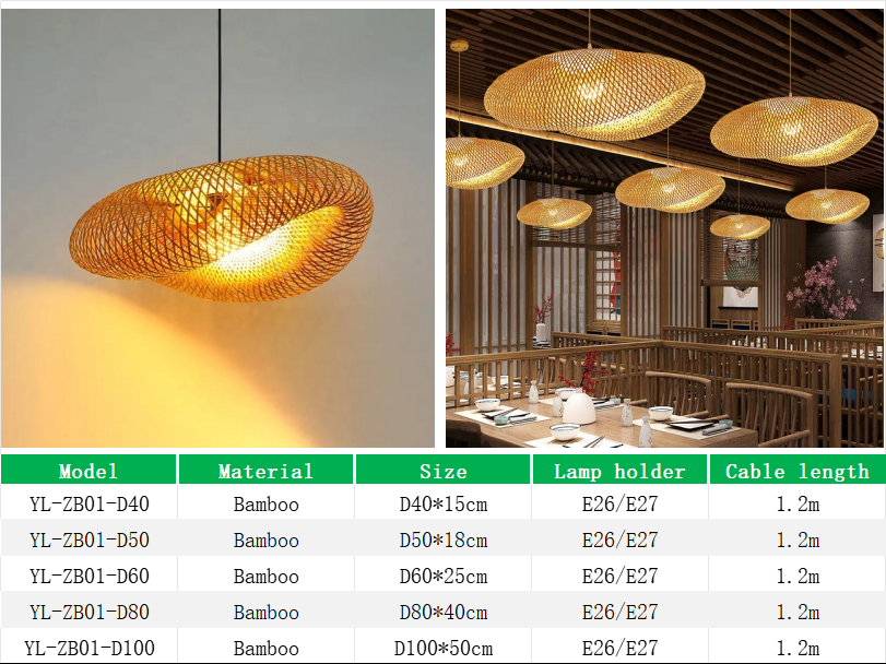 YL-ZB01 Best Selling Bamboo Lampshade Pendant Lights