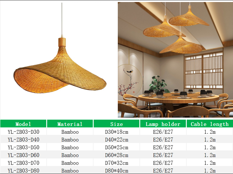 YL-ZB03 Bamboo Weaving Lamp for Restaurant Hanging