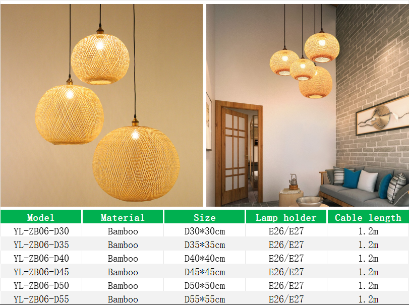 YL-ZB06 Spherical Shape Bamboo Style Lights for Malls