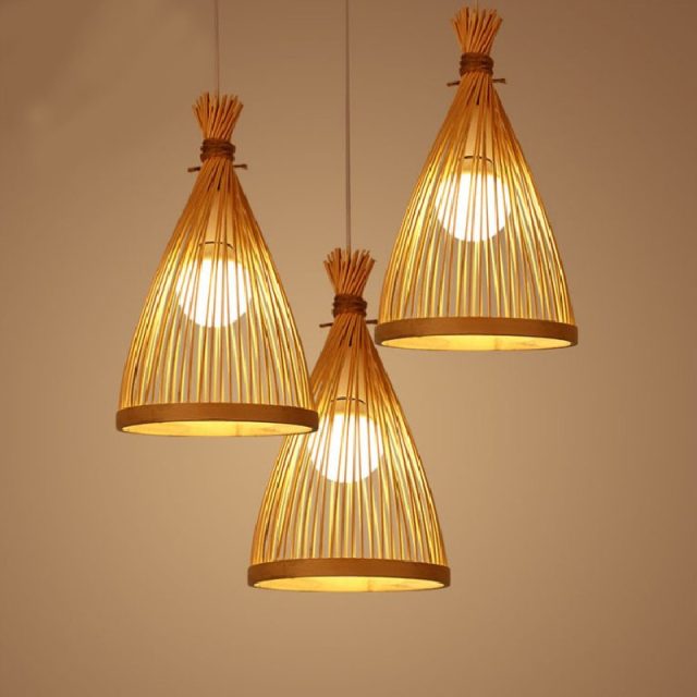 Japanese environmentally friendly bamboo woven pendant lamp