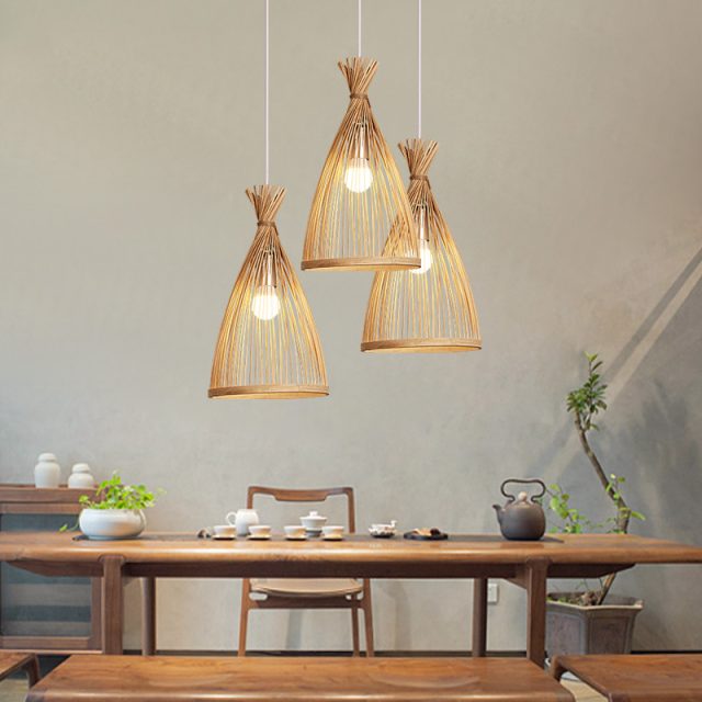 Japanese environmentally friendly bamboo woven pendant lamp - Image 4