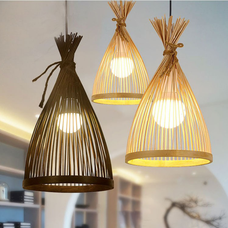 Japanese environmentally friendly bamboo woven pendant lamp