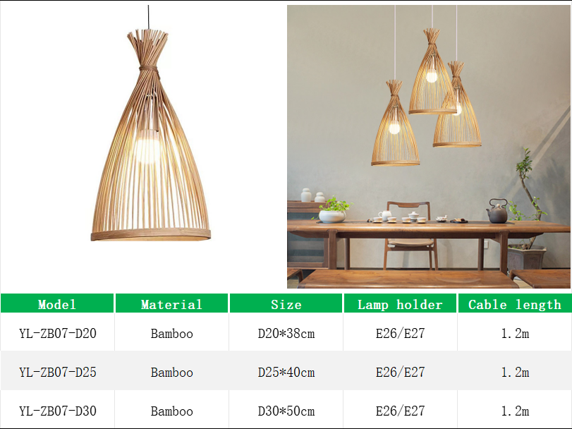 YL-ZB07 Japanese Bamboo Hanging Light for Dining Room