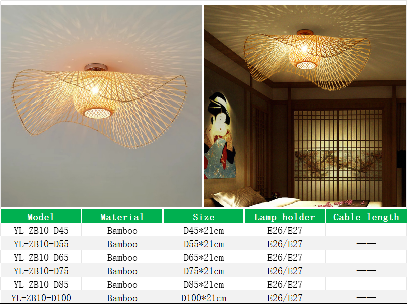 YL-ZB10 Bamboo Ceiling Lamp for Living Room and Bedroom