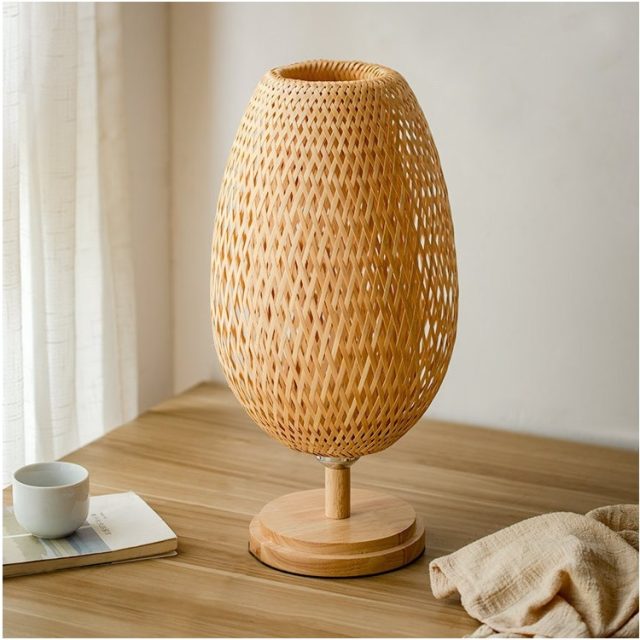 Japanese and Southeast Asia style bamboo woven desk lamp - Image 4