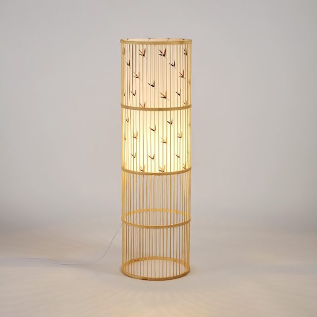 Japanese floor light with bamboo woven lamp shade - Image 2