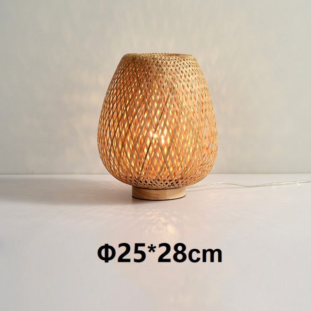 Japanese table light with bamboo weaving lamp shade - Image 3