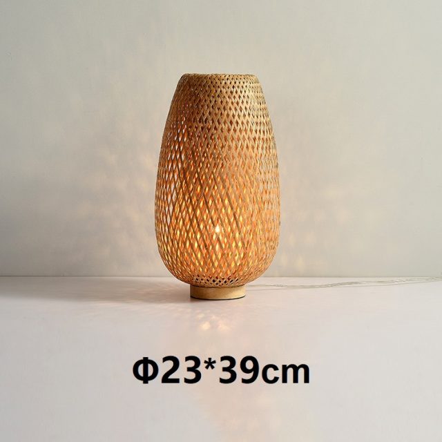 Japanese table light with bamboo weaving lamp shade - Image 4