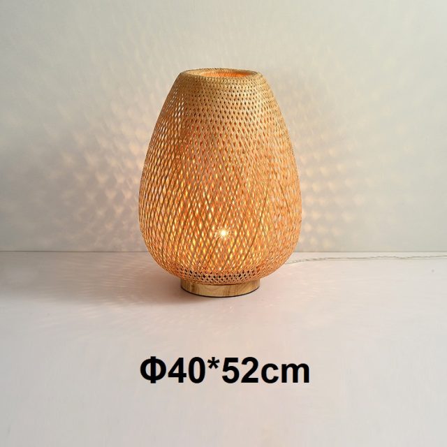 Japanese table light with bamboo weaving lamp shade - Image 5