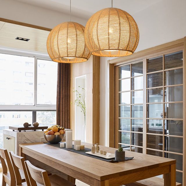 japanese hand made grease rope weaving pendant lights - Image 2