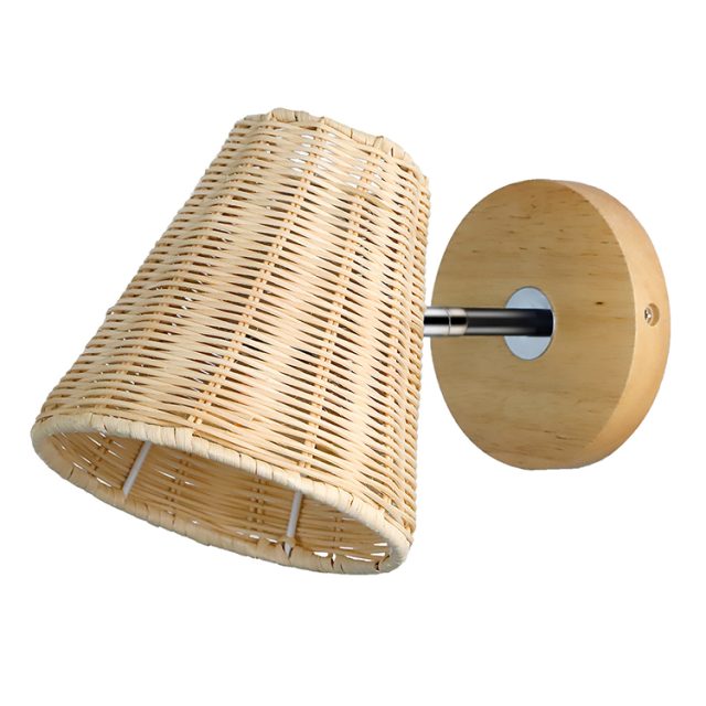 bedside wall light with weaving rattan lamp shade