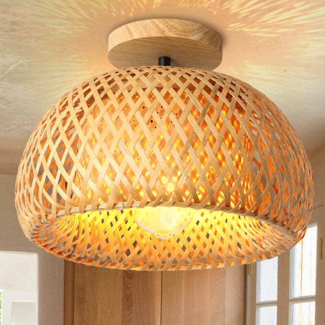 japanese ceiling light with bamboo lamp shade