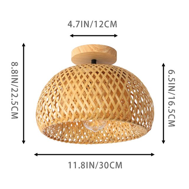 japanese ceiling light with bamboo lamp shade - Image 2