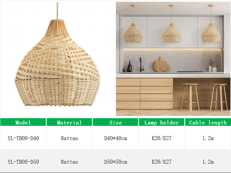YL-TB08 Rattan Hanging Light for Cafe Room and Restaurant