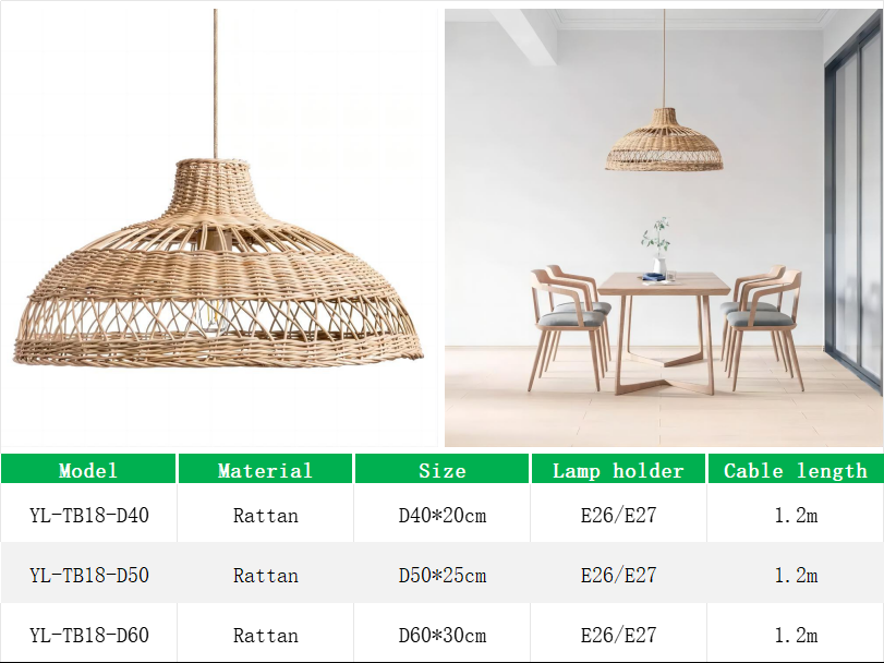YL-TB18 American Style Rattan Light Pendant Lampshades