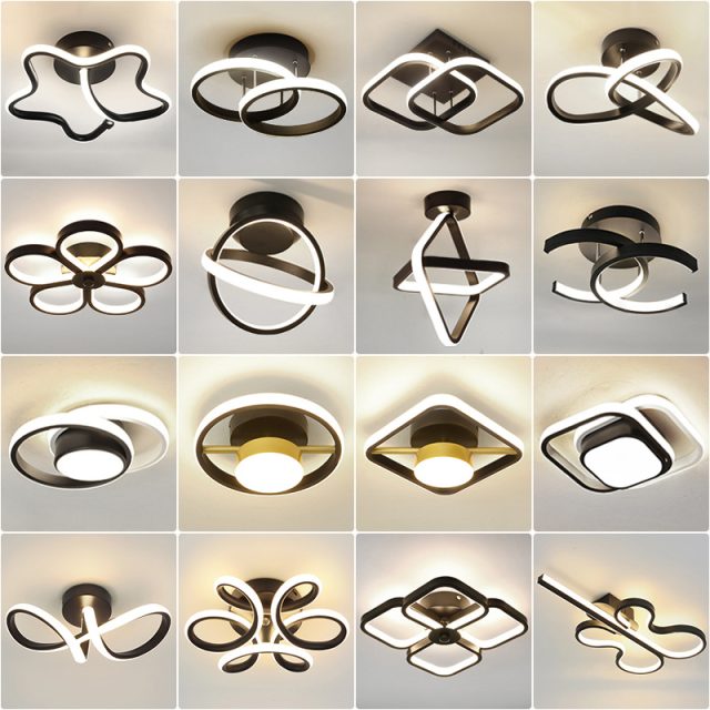 Simple Design Modern 3CCT Balcony Porch Corridor Black Golden Metal Circle Led Ceiling Light