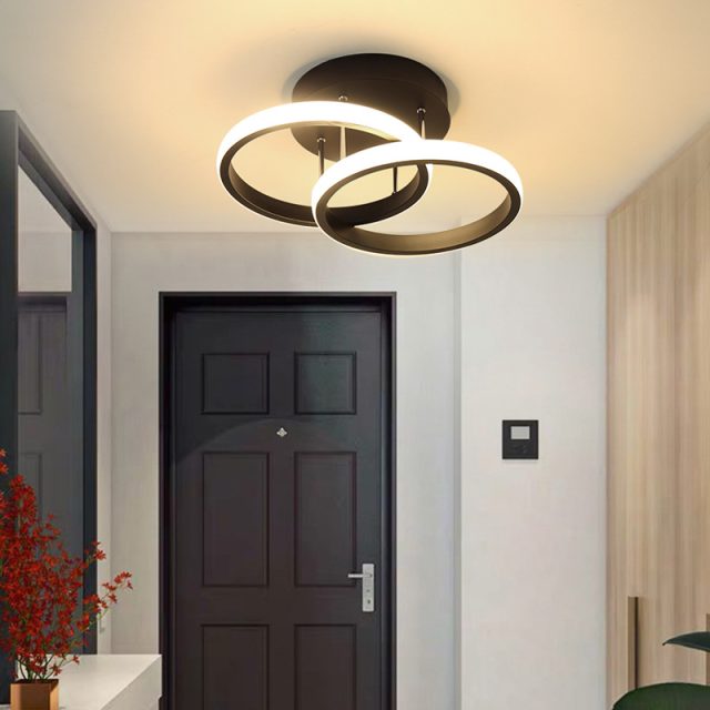Simple Design Modern 3CCT Balcony Porch Corridor Black Golden Metal Circle Led Ceiling Light - Image 2