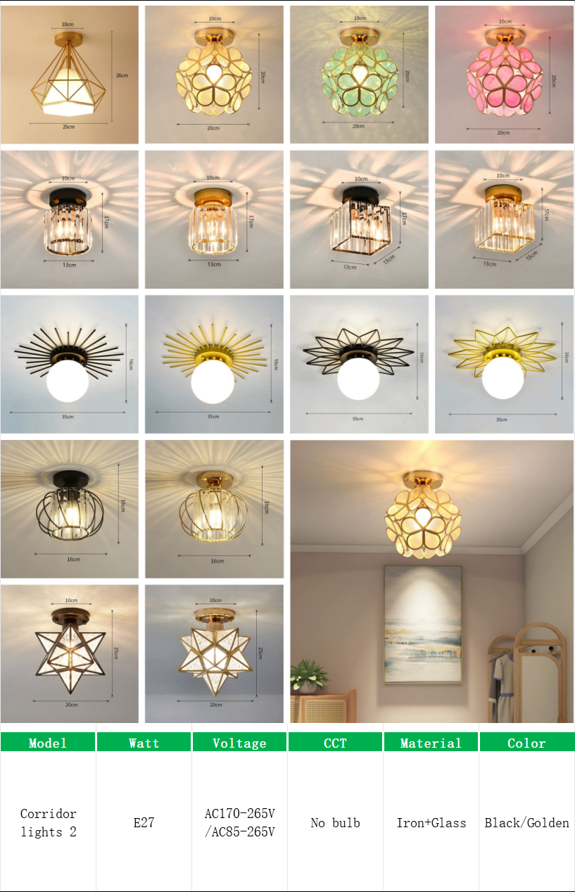 Indoor E27 Ceiling Lights with Replaceable Bulb for Hallway