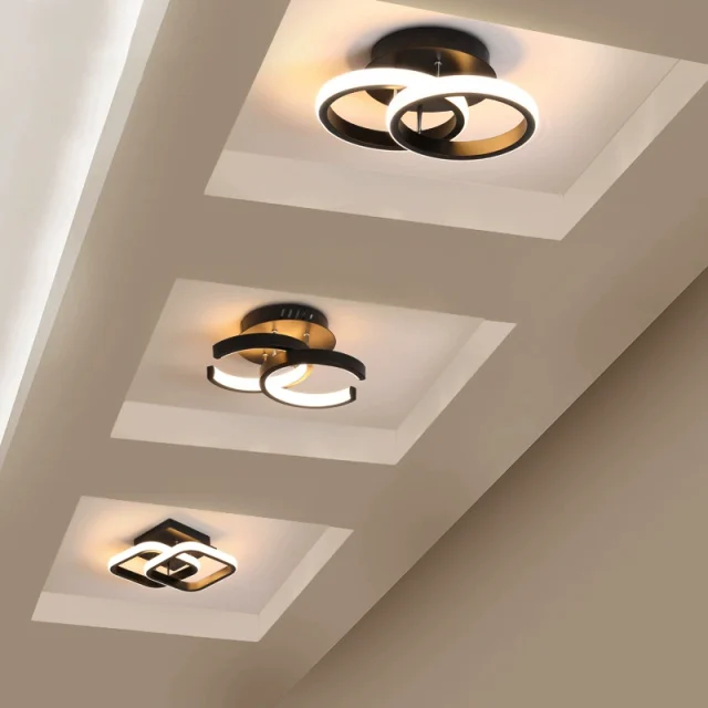Simple Design Modern 3CCT Balcony Porch Corridor Black Golden Metal Circle Led Ceiling Light - Image 5