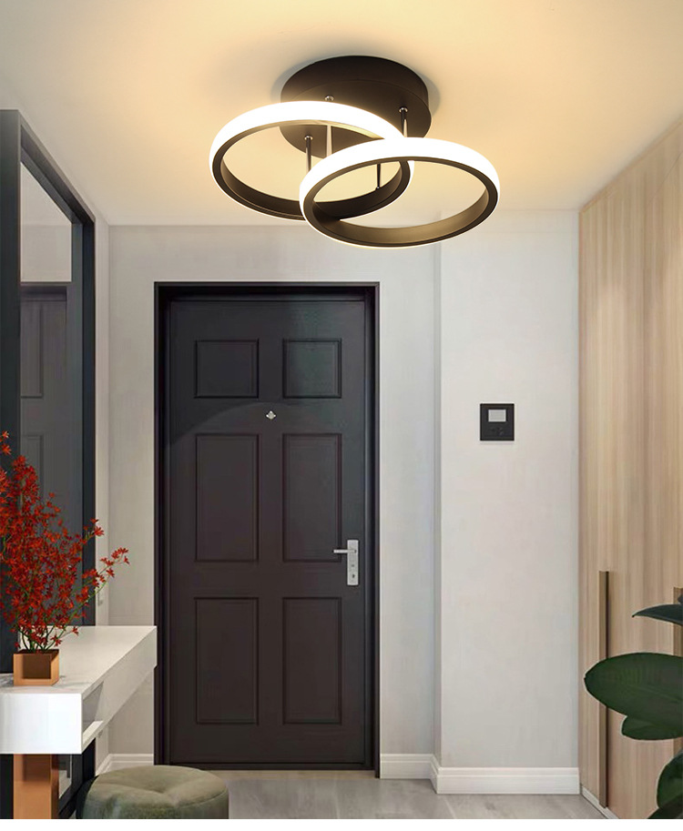 Simple Design Modern 3CCT Balcony Porch Corridor Black Golden Metal Circle Led Ceiling Light