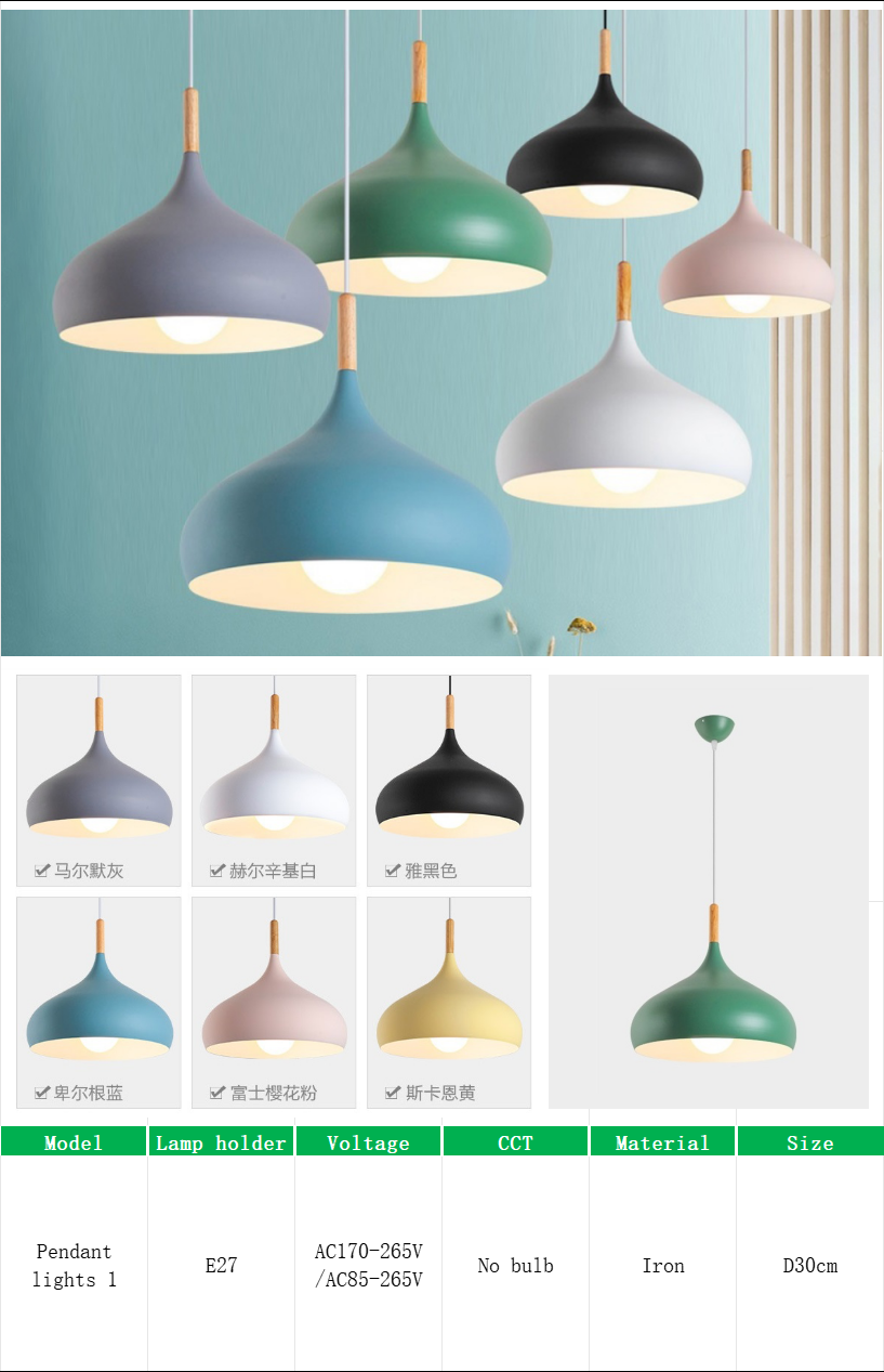 Metal Lampshade E27 Hanging Pendant Lights for Dining Room