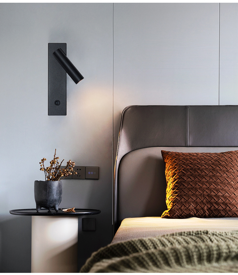 Angle Adjustable 3W Hotel Bedroom Bedside Led Aluminium Reading Led Wall Lamp