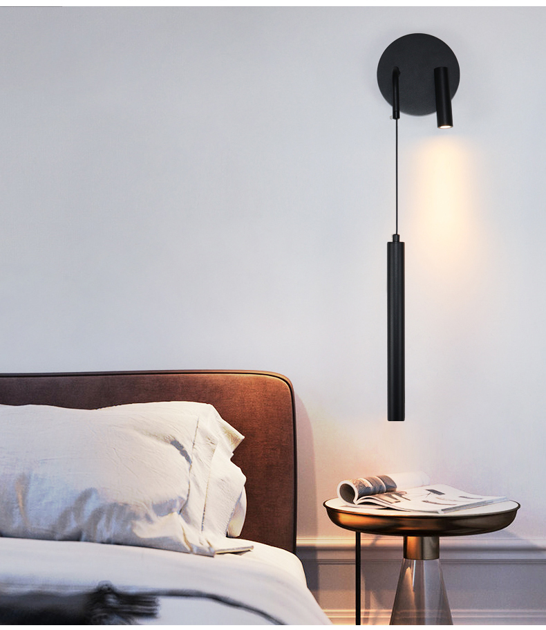 Wall Sconce Hanging Light for Hotel Bedside Length Adjustable Led Metal Wall Lamp