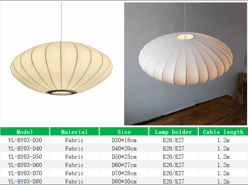 YL-BY03 Best Selling Fabric Lampshade Pendant Light