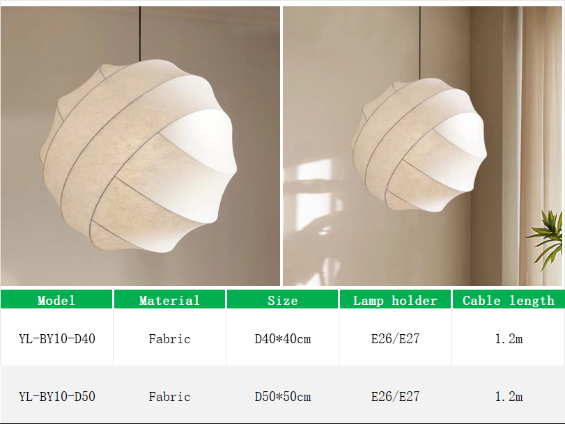 YL-BY10 Fabric Lampshades Pendant Light with Free Bulb
