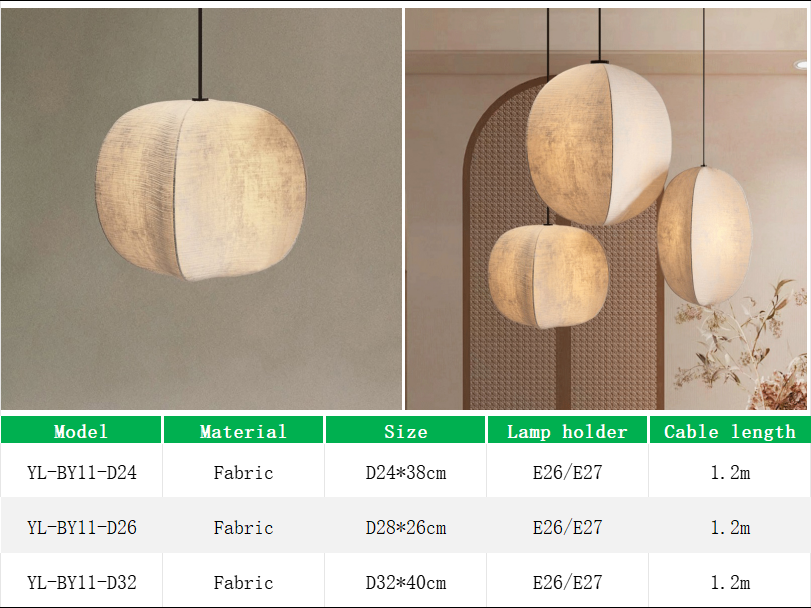 YL-BY11 Elastic Fabric Lampshade Pendant Lights with Bulb