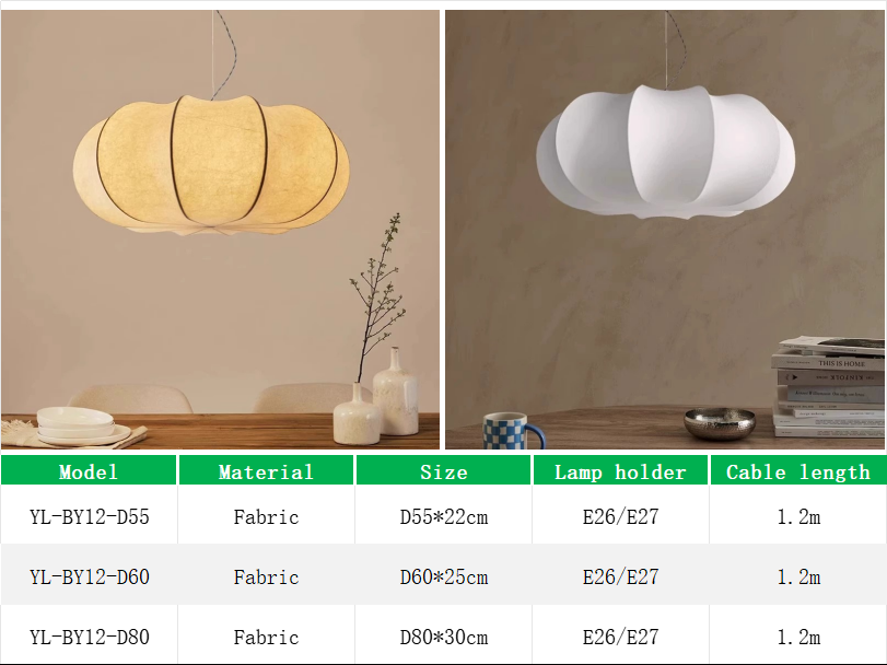 YL-BY12 Fabric Hanging Pendant Lamp Pumpkin Shape
