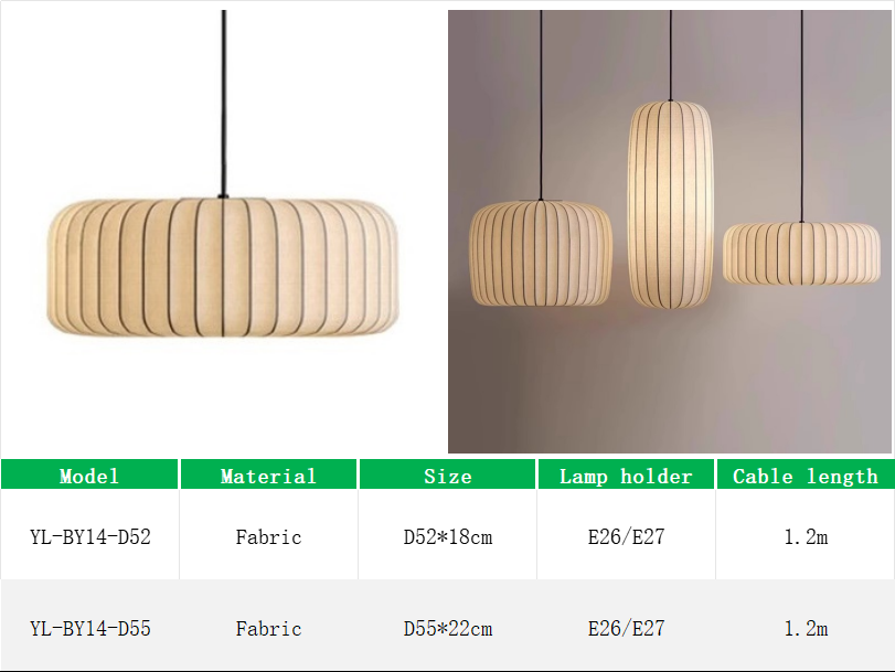 YL-BY14 Fabric Pendant Lamps with Free Light Bulb