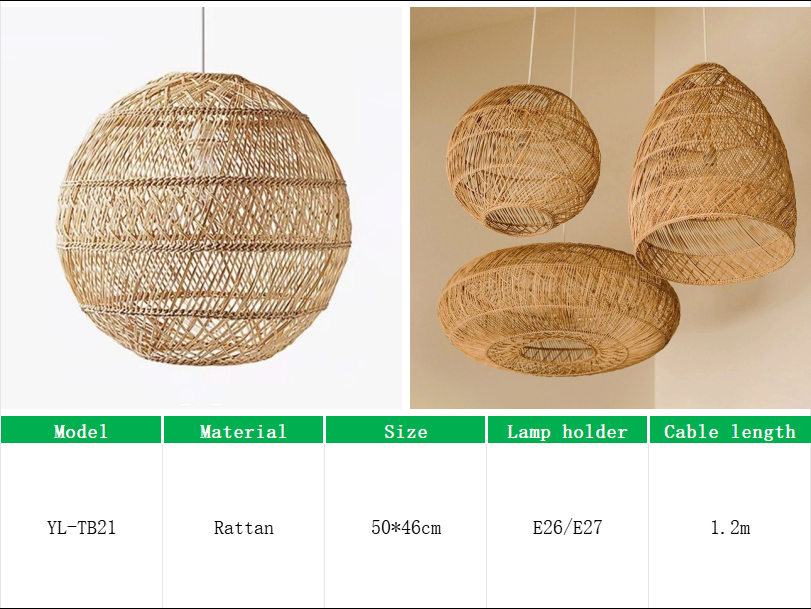 YL-TB21 Rattan Ceiling Pendant Light for Hotel Decoration