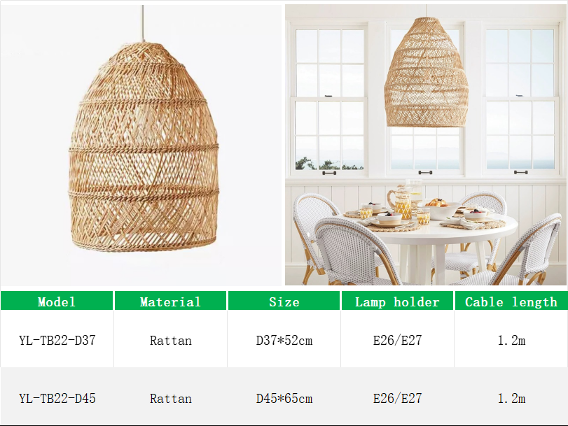 YL-TB22 Pendant Light Rattan Lamp Shade for Living Room