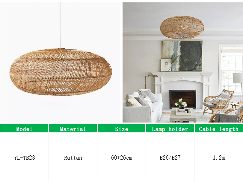 YL-TB23 Rattan Chandelier for Living Room Dining Room
