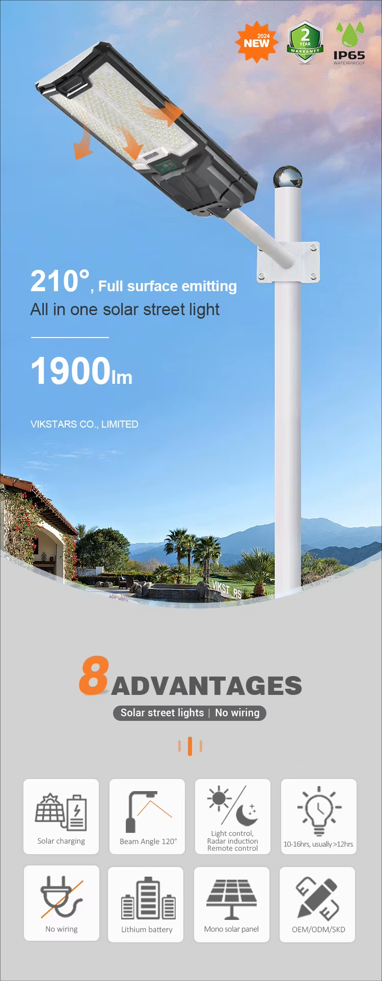 Moden Design Outdoor Ip65 Integrated All in One Abs Led Solar Street Lights