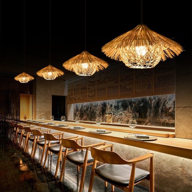 YL-TB25 Wabi-Sabi Style Rattan Hanging Pendant Lights - Image 2